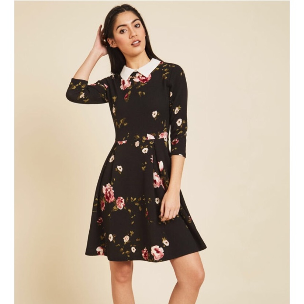 Elegant black floral dress